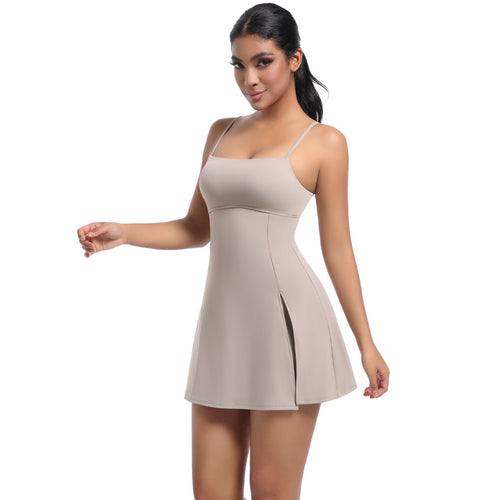 Cool Feeling Sleeveless Jumpsuit Tennis Skirt Beauty Back Backing Culottes Fitness Solid Color Sports