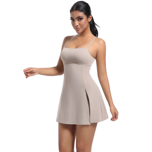 Cool Feeling Sleeveless Jumpsuit Tennis Skirt Beauty Back Backing Culottes Fitness Solid Color Sports