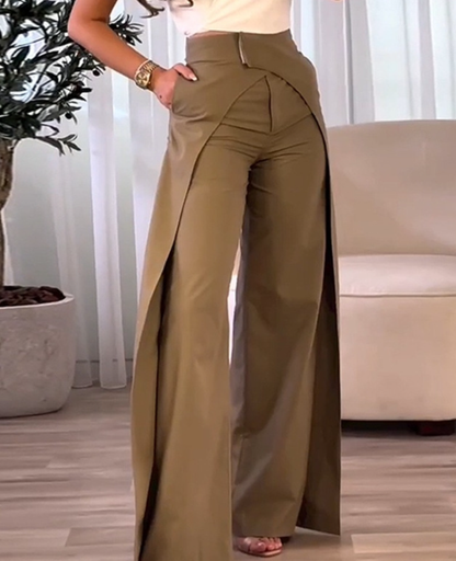 Asymmetrical Design Wide Leg Pants