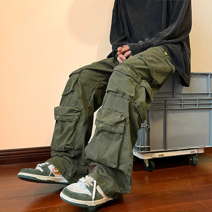 Multi-pocket Cargo Pants - Vintage Streetwear Style