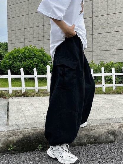 Vintage baggy cargo pants pleated pockets