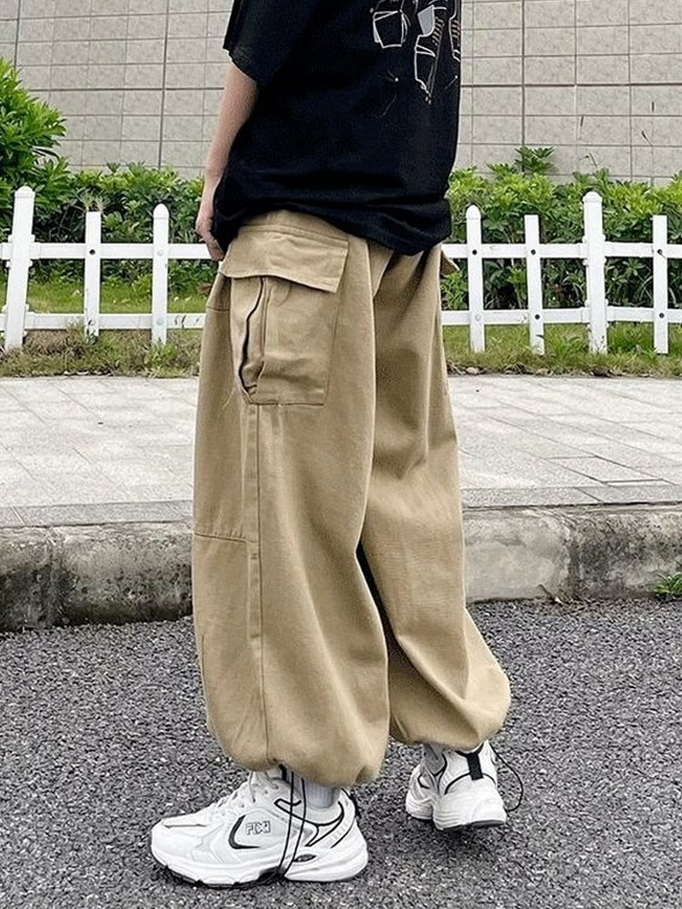 Vintage baggy cargo pants pleated pockets