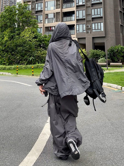 Y2K oversized parachute cargo pants