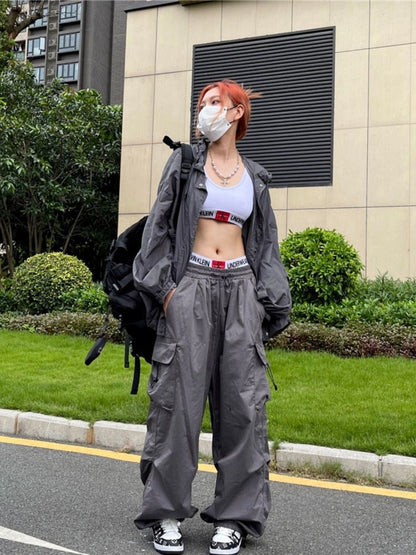 Y2K oversized parachute cargo pants