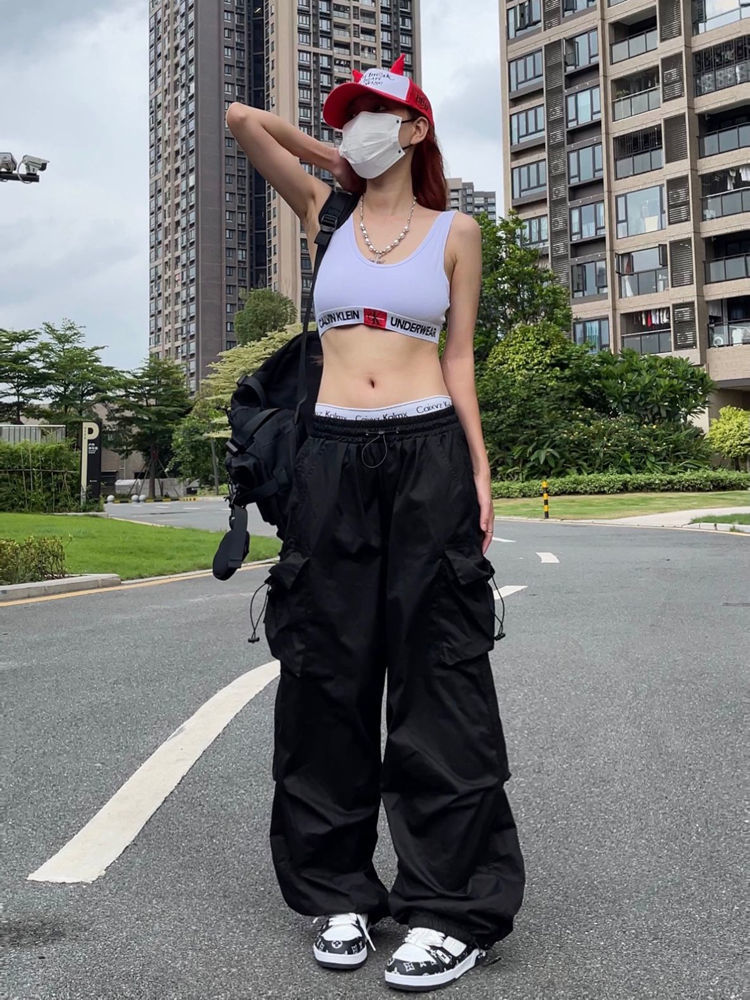 Y2K oversized parachute cargo pants