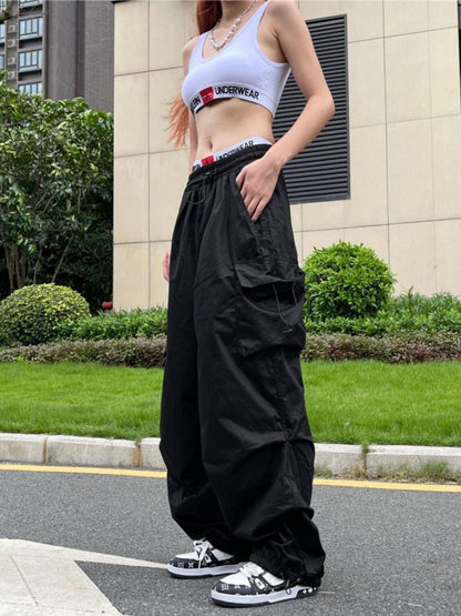 Y2K oversized parachute cargo pants