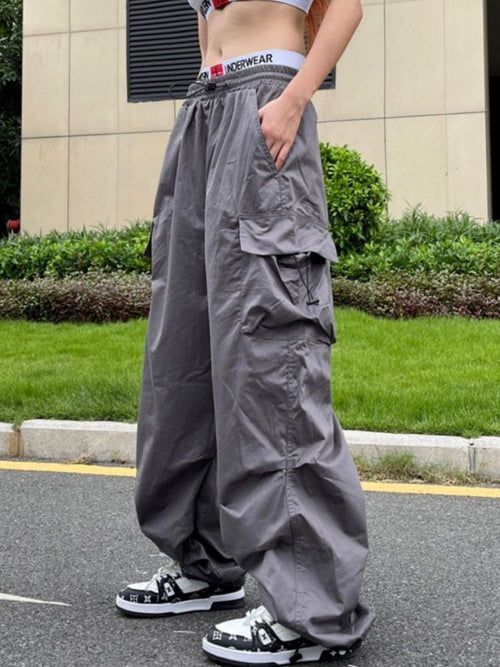 Y2K oversized parachute cargo pants
