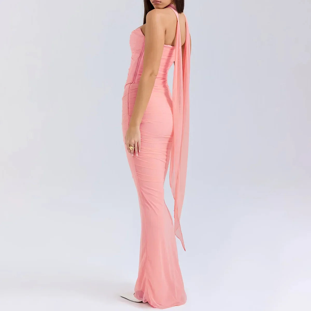 Mesh Corset And Midi Skirt Two Piece Set