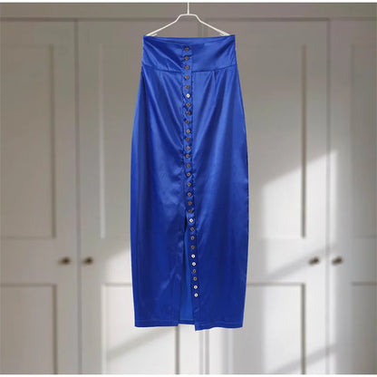 Sleeveless Top Suit With Front Split Skirt