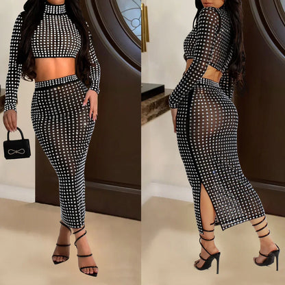 Rhinestone Strapless Top and Long Skirt Set