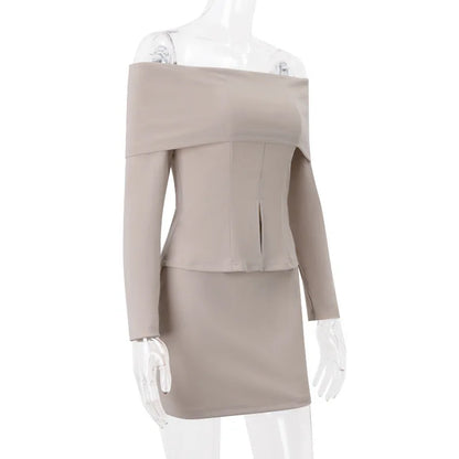 Strapless Long Sleeve Tops Mini Skirt Sets