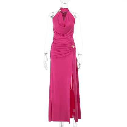 Halter Crop Top and  Long Skirt Two Piece Set