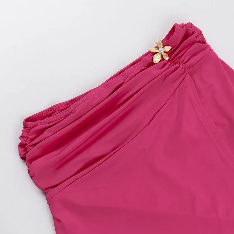 Halter Crop Top and  Long Skirt Two Piece Set