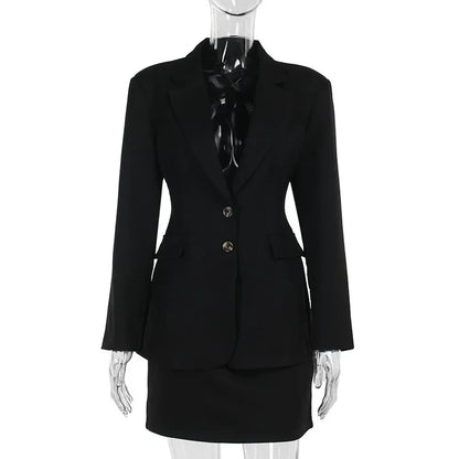 Blazer Coat & Mini Skirt Set Outfit