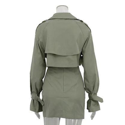 Short Jacket Button Splice Mini Skirt Suit