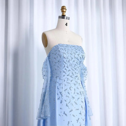 Silver Gray Evening Dress with Overskirt