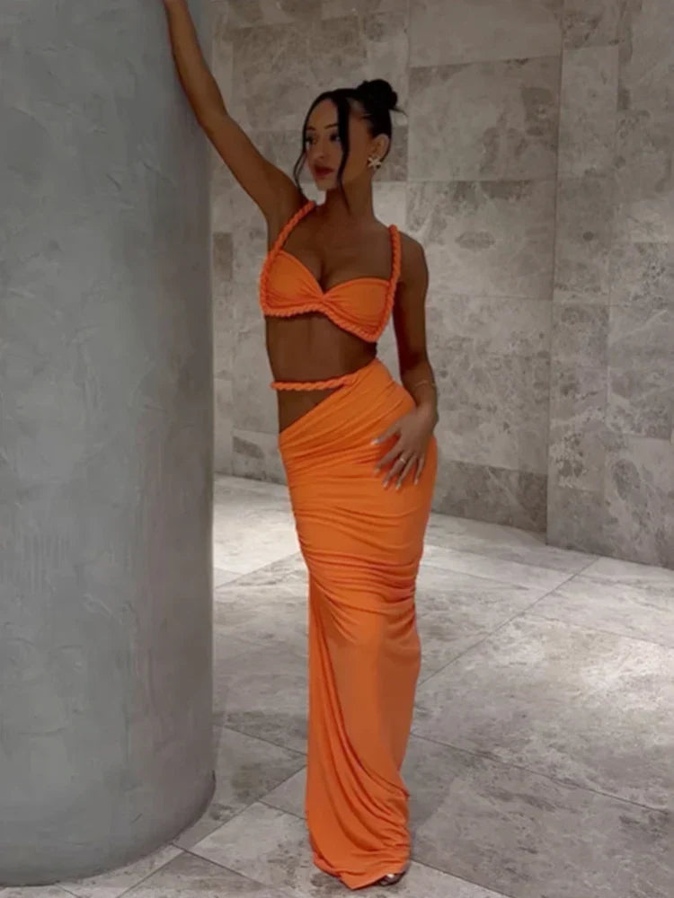 Short Camisole and Ankle-Length Skirt Suit
