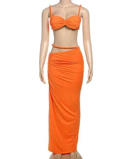 Short Camisole and Ankle-Length Skirt Suit