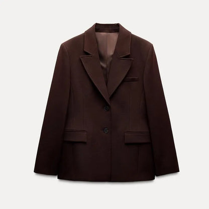 Turn-down-Collar Single Breasted-Top and Mini Skirt Suit