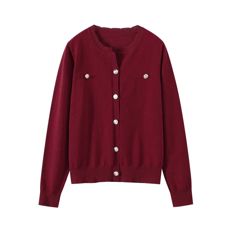 Slim Fit Elegant Burgundy Red Coat and Mini Skirt Set for Women