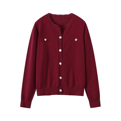 Slim Fit Elegant Burgundy Red Coat and Mini Skirt Set for Women