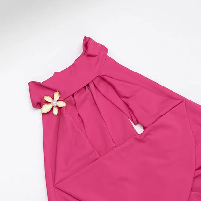 Halter Crop Top and  Long Skirt Two Piece Set