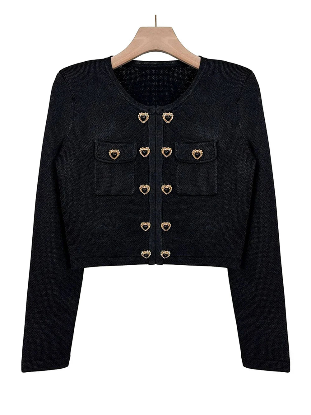 Heart-shaped Button Sweater and Skirts Suit