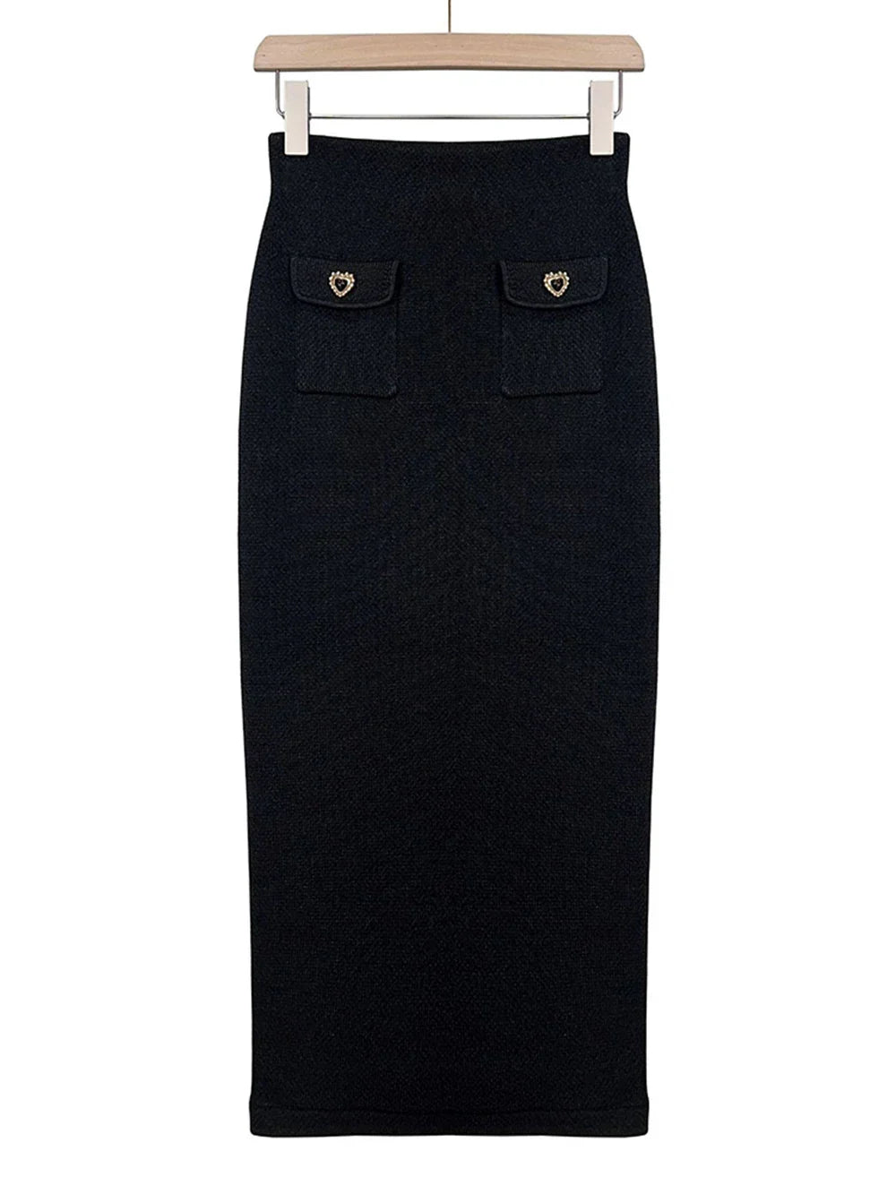 Heart-shaped Button Sweater and Skirts Suit