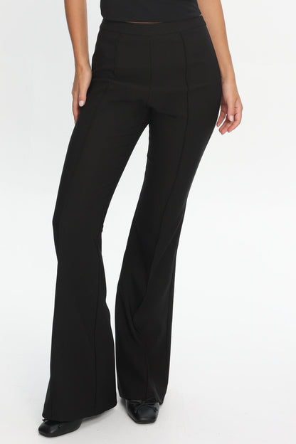 Morena Pintuck Pleat Flare Pants Black