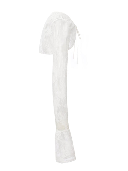 Yvette Lace Tie-Front White Cover Cardigan