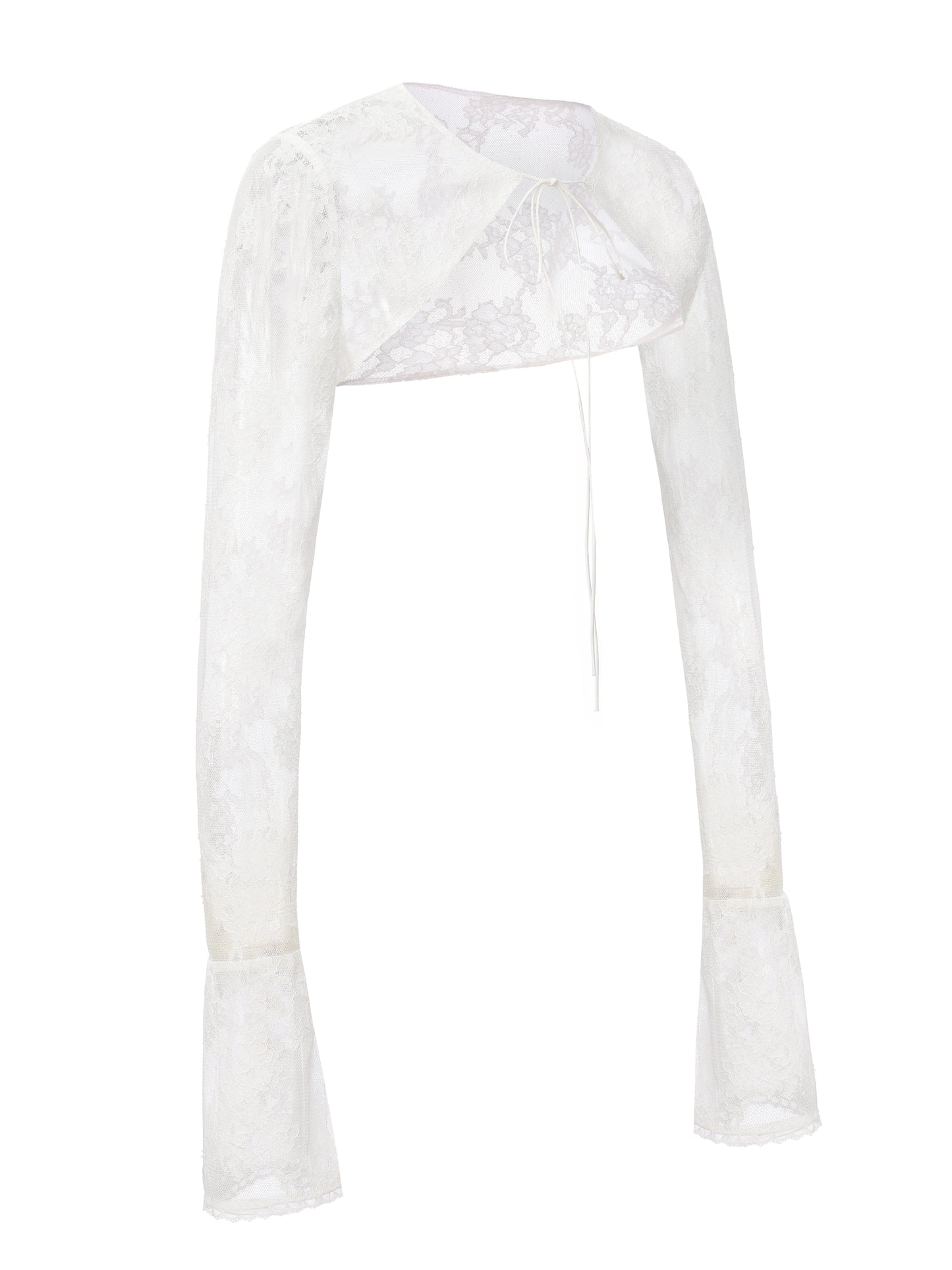 Yvette Lace Tie-Front White Cover Cardigan
