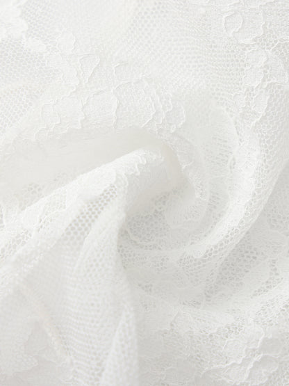 Yvette Lace Tie-Front White Cover Cardigan