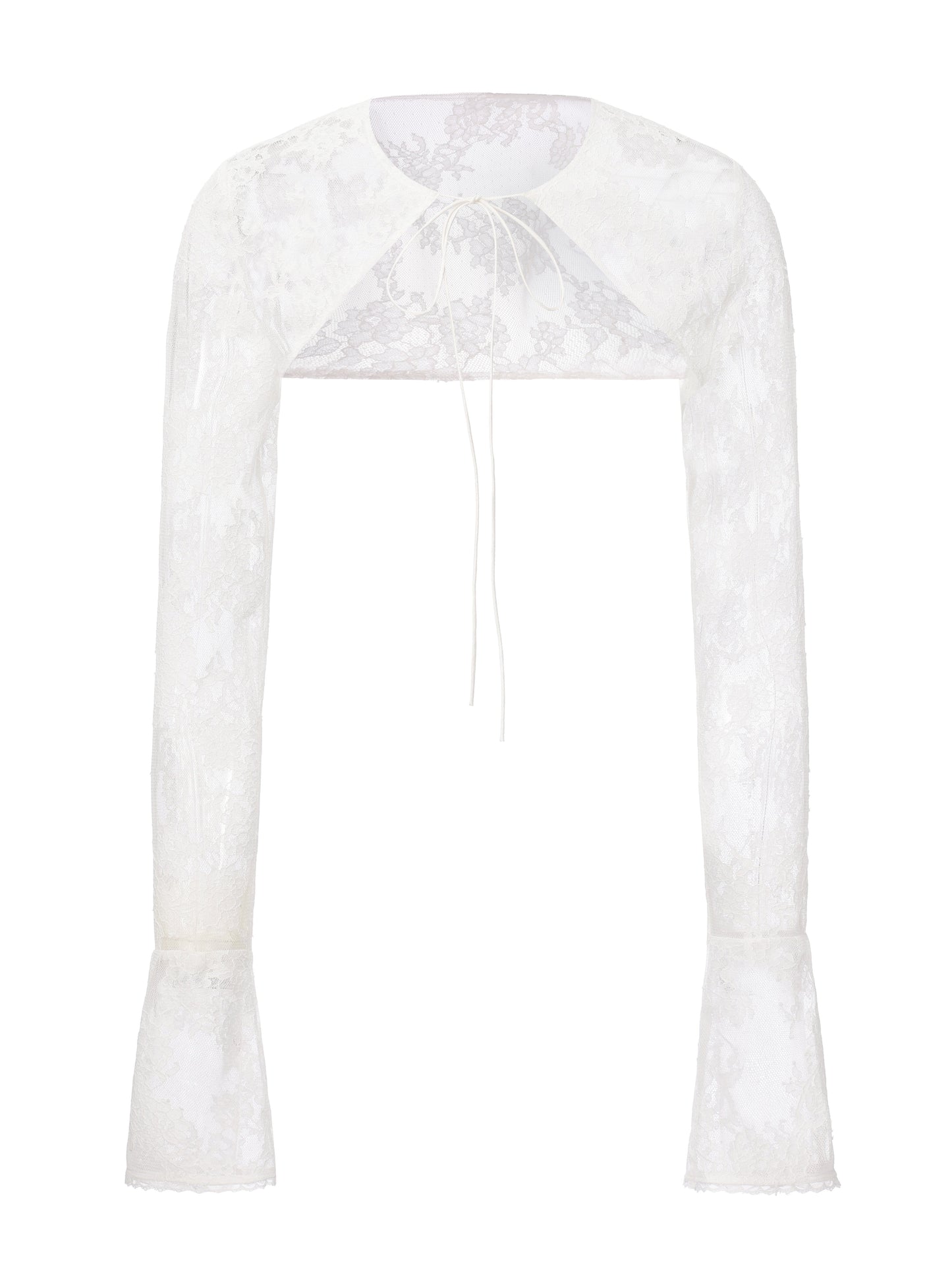 Yvette Lace Tie-Front White Cover Cardigan