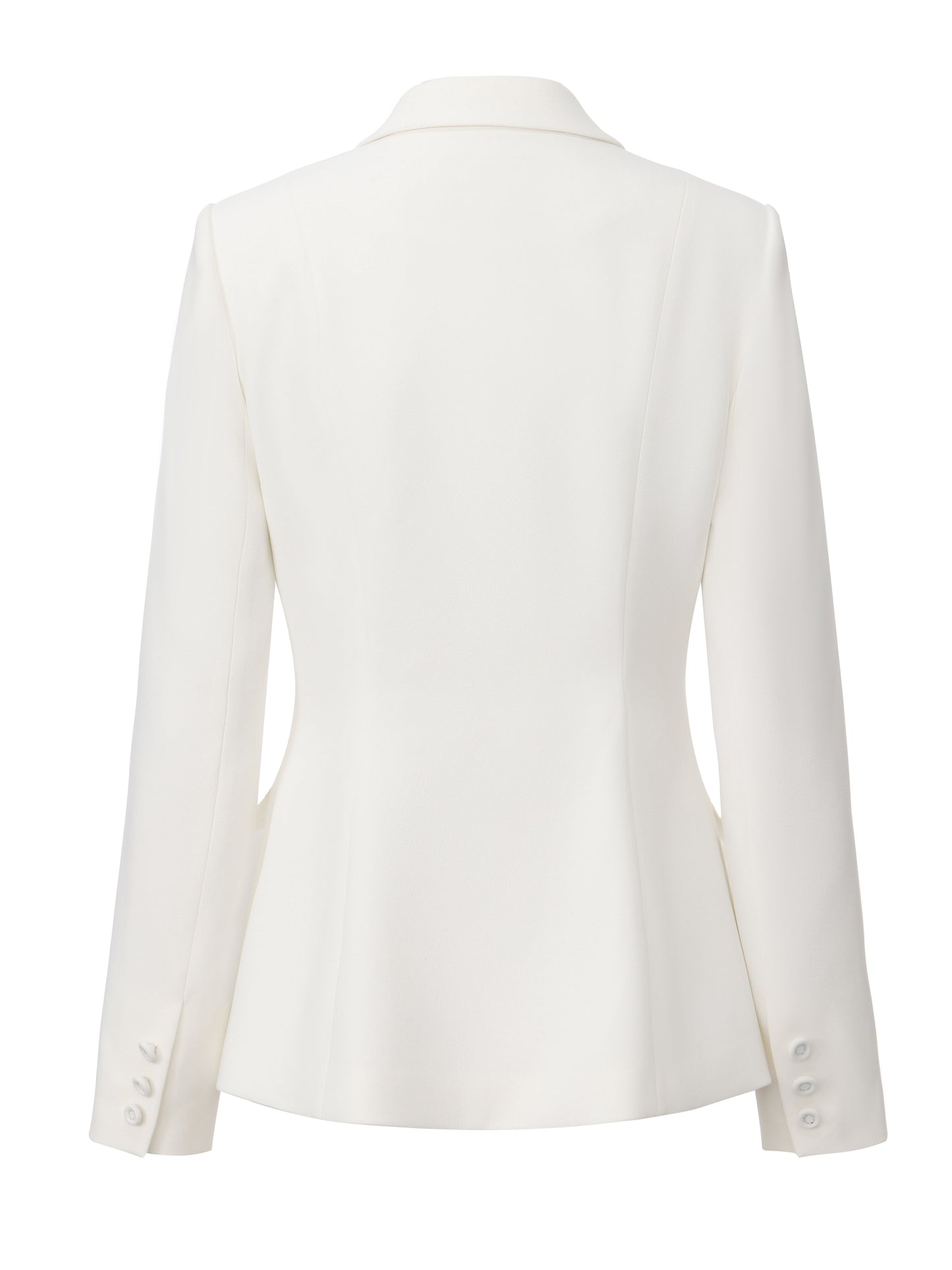 Yvette Satin Lapel Tailored White Blazer