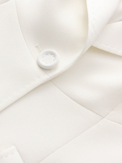 Yvette Satin Lapel Tailored White Blazer