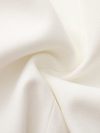Yvette Satin Lapel Tailored White Blazer