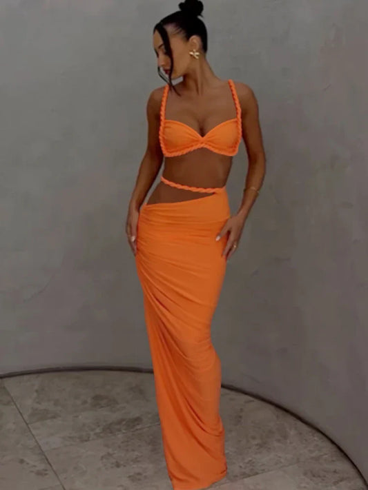 Short Camisole and Ankle-Length Skirt Suit