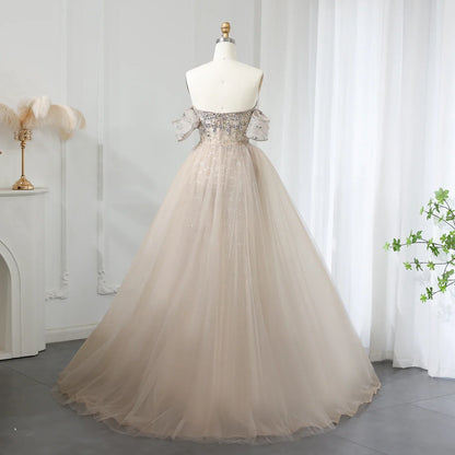 Champagne Mermaid Evening Gown with Overskirt