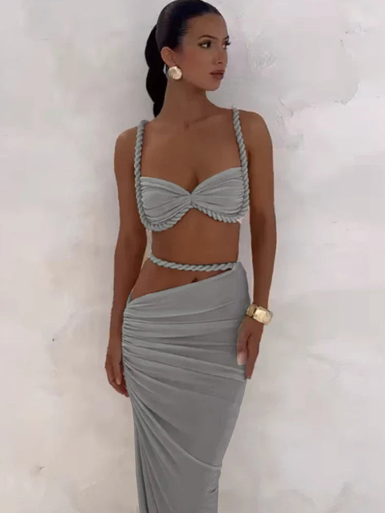 Short Camisole and Ankle-Length Skirt Suit