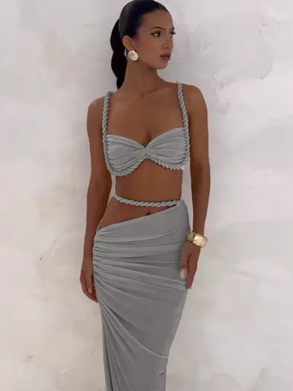 Short Camisole and Ankle-Length Skirt Suit