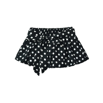 Polka Dot Halter Top Elastic Waist Mini Skirt Set