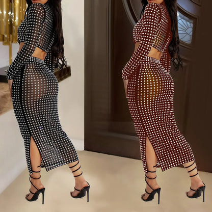 Rhinestone Strapless Top and Long Skirt Set