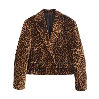 Vintage  Leopard Print Jacket And Skirt Outfit