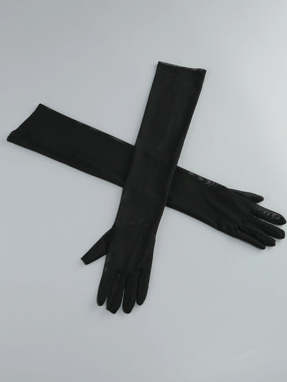 Lace Corset Patchwork Skirt And Gloves Set
