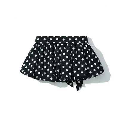 Polka Dot Halter Top Elastic Waist Mini Skirt Set