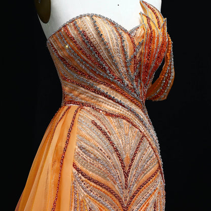 One Shoulder Mermaid Evening Dress with Overskirt