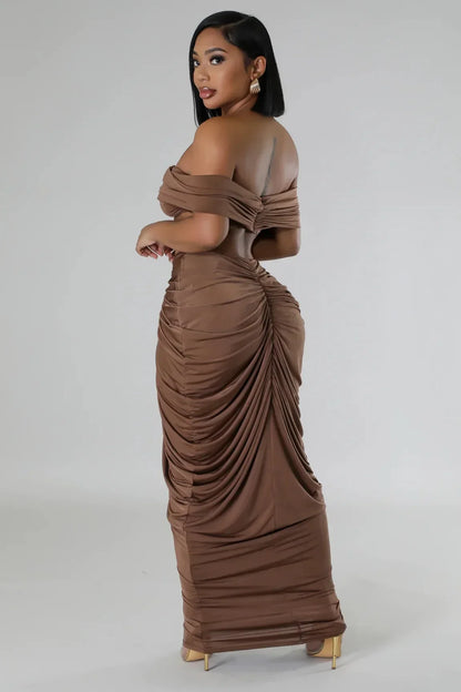 Pleated Strapless Crop Top and Long Skirt Suit
