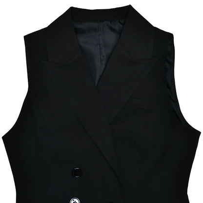 Notched Collar Pleated Skirt Suit Two Piece Sets