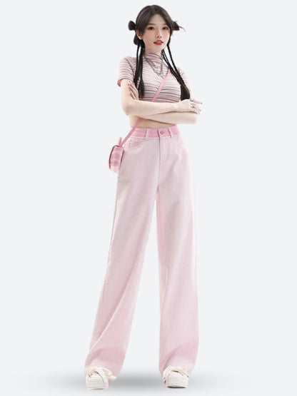 Soft Girl Distressed Straight Leg Pants