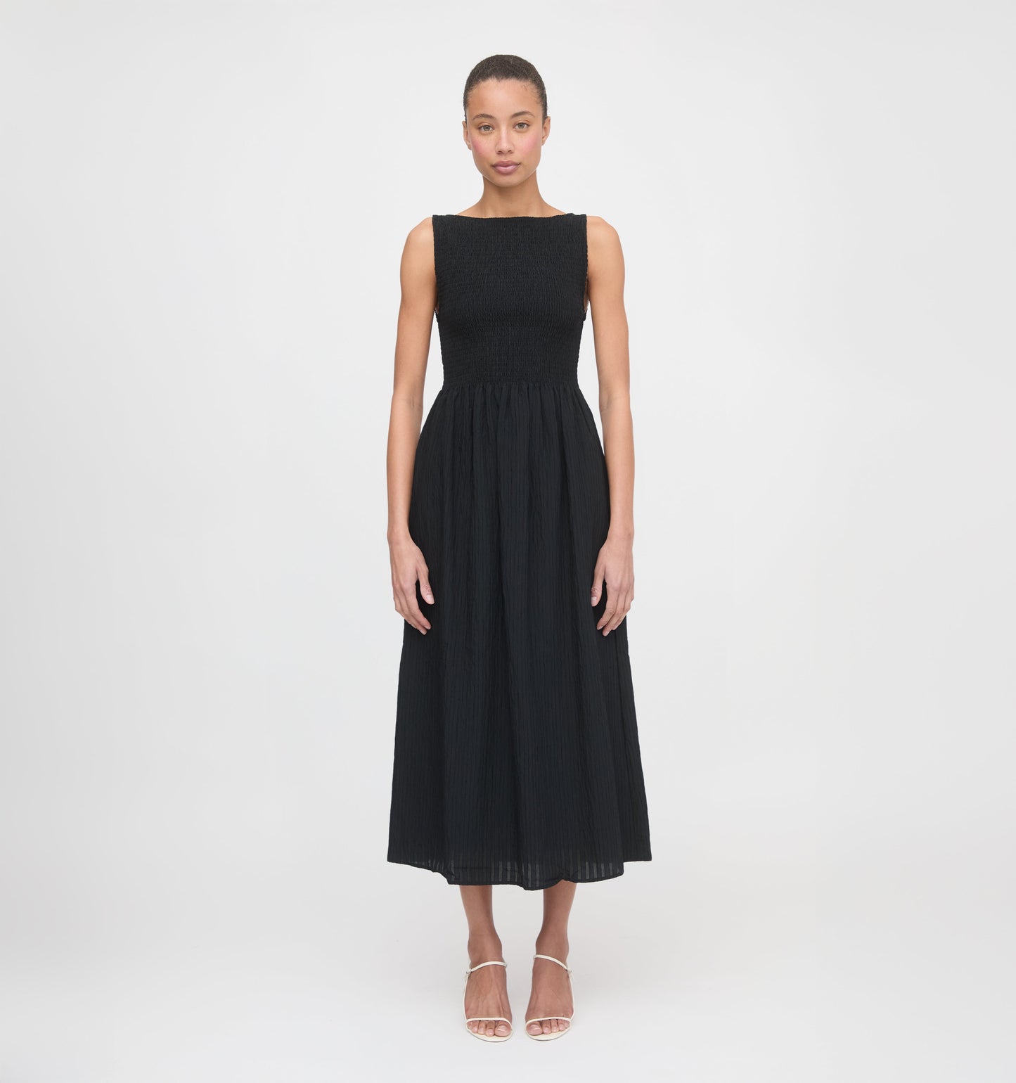 The Cosima Nap Dress - Black Tonal Seersucker